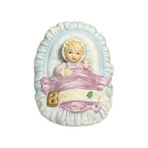 Enesco Designed Giftware Baby Figurine 1983 Pink‎ Blanket Nursery Décor Vintage